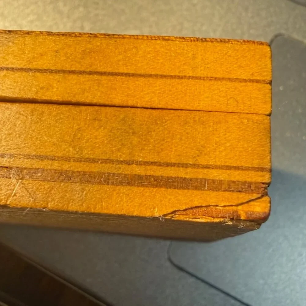 Small Wooden Treasures Box with Intricate Design on Lid